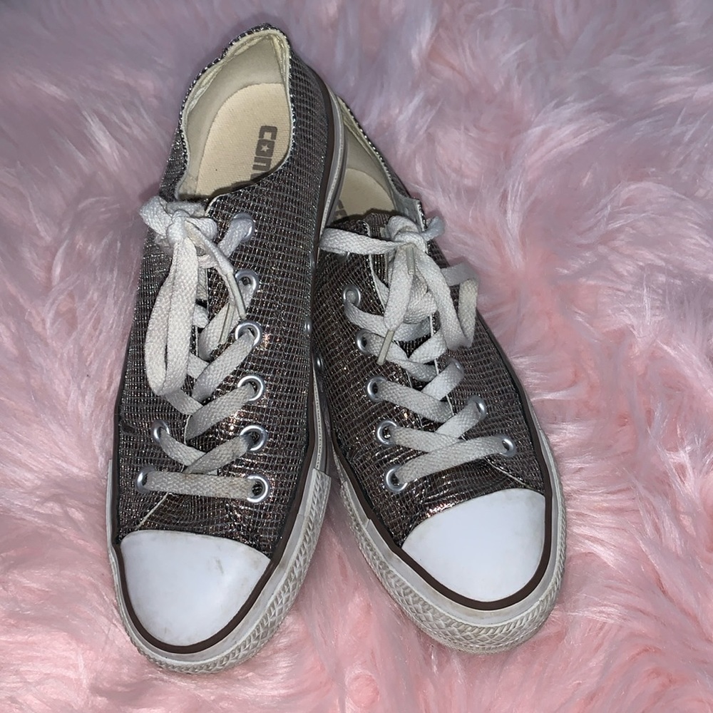 Brown Sequin Sparkly low top Converse Sneaker